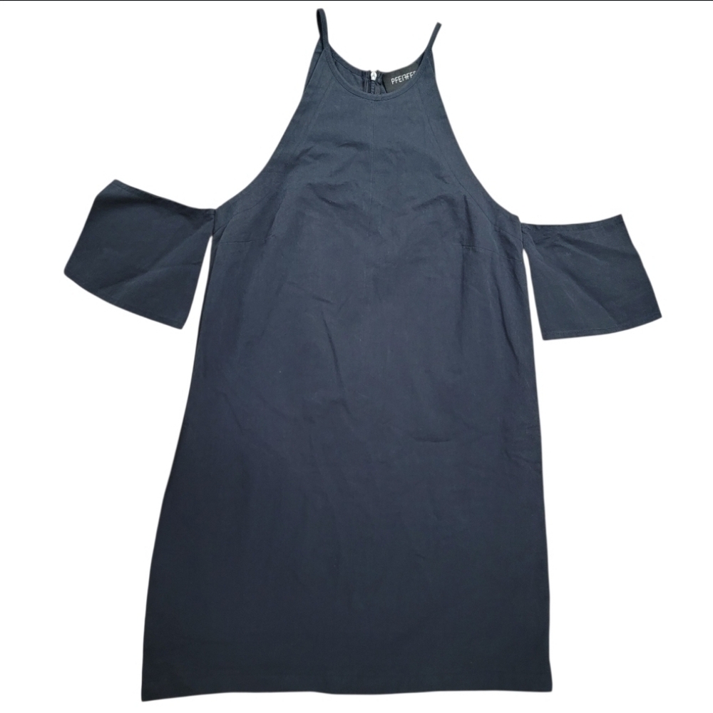 Pfeiffer Black Cold Shoulder Cotton Mini Dress